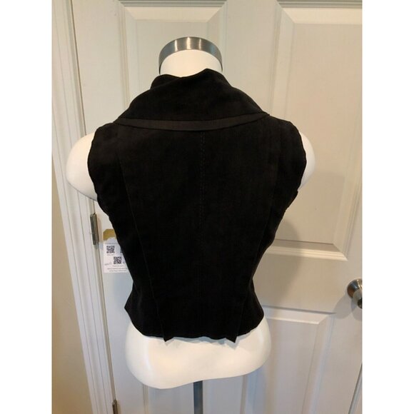 BCBG Max Azria Black Faux Vegan Leather Fabrian Zip-Up Vest, Size XS - Picture 4 of 5